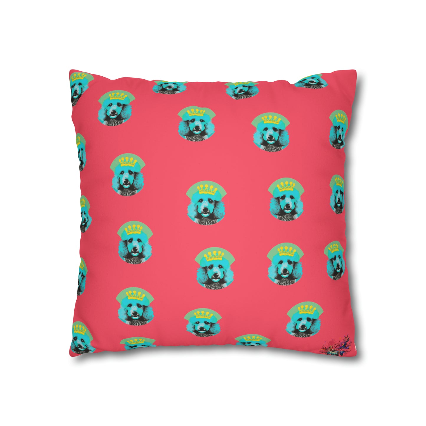 PopArt Vibrant Poodle Cushion Cover - Faux Suede