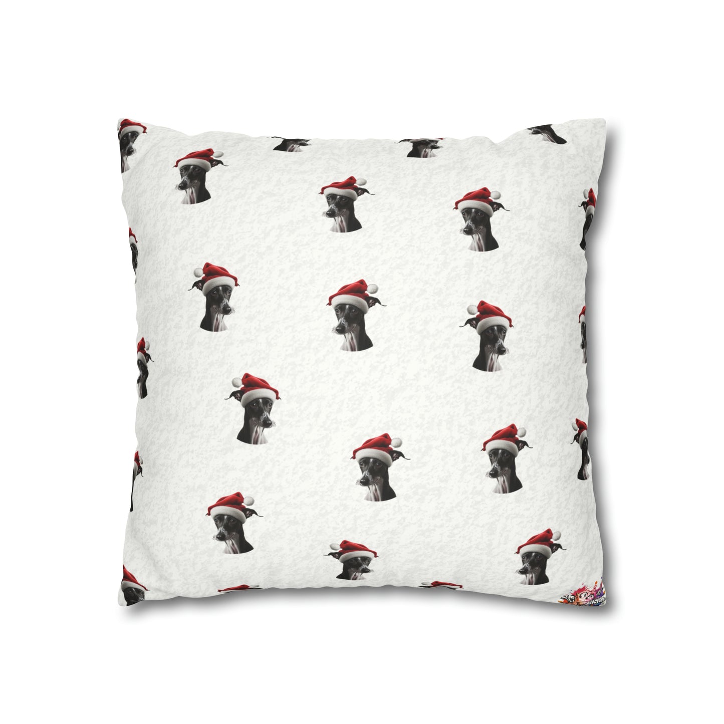 Festive Italian Greyhound Christmas Cushion Cover - White Holiday Decor