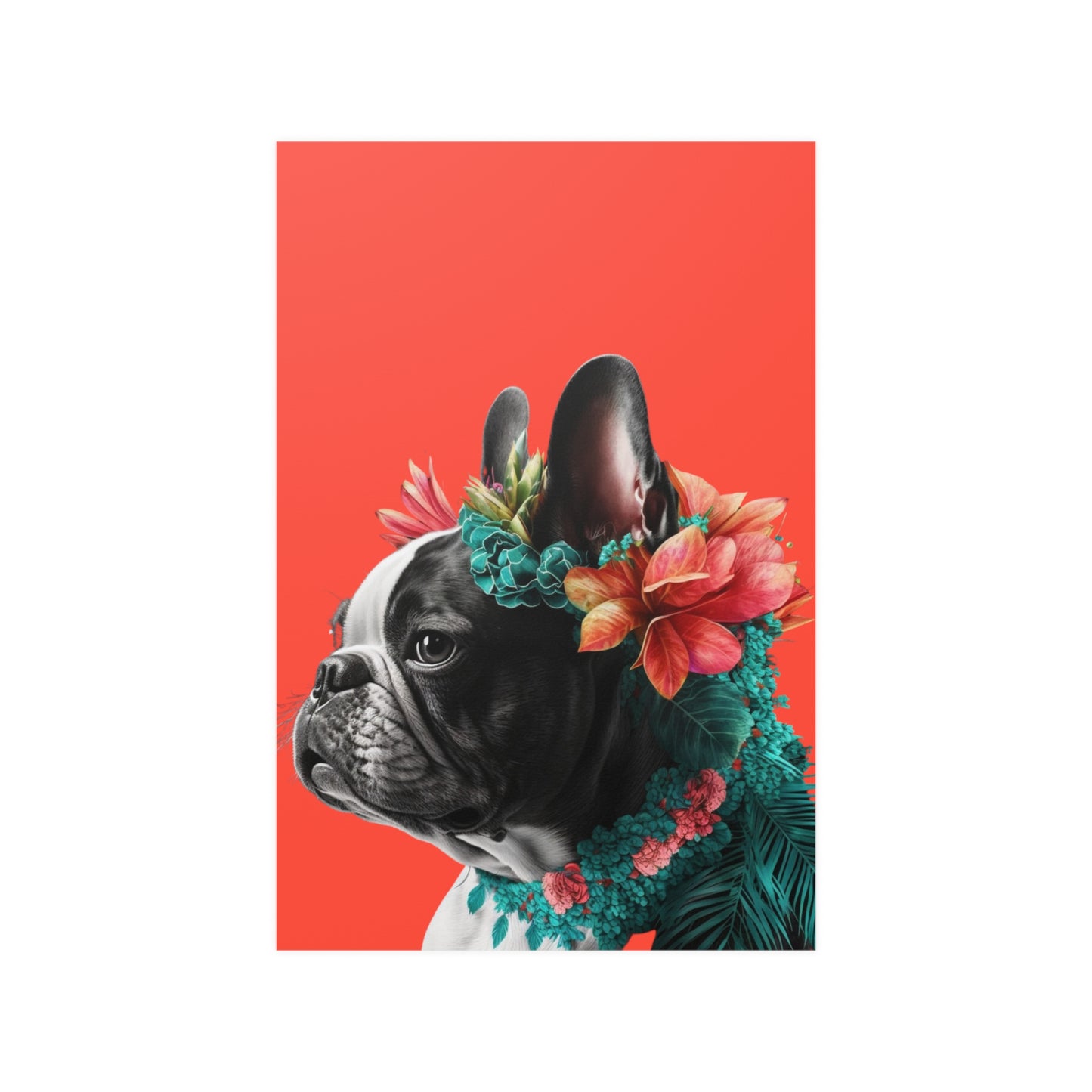 🌴 Tropical French Bulldog on Coral Poster 🐶🖼️✨💖