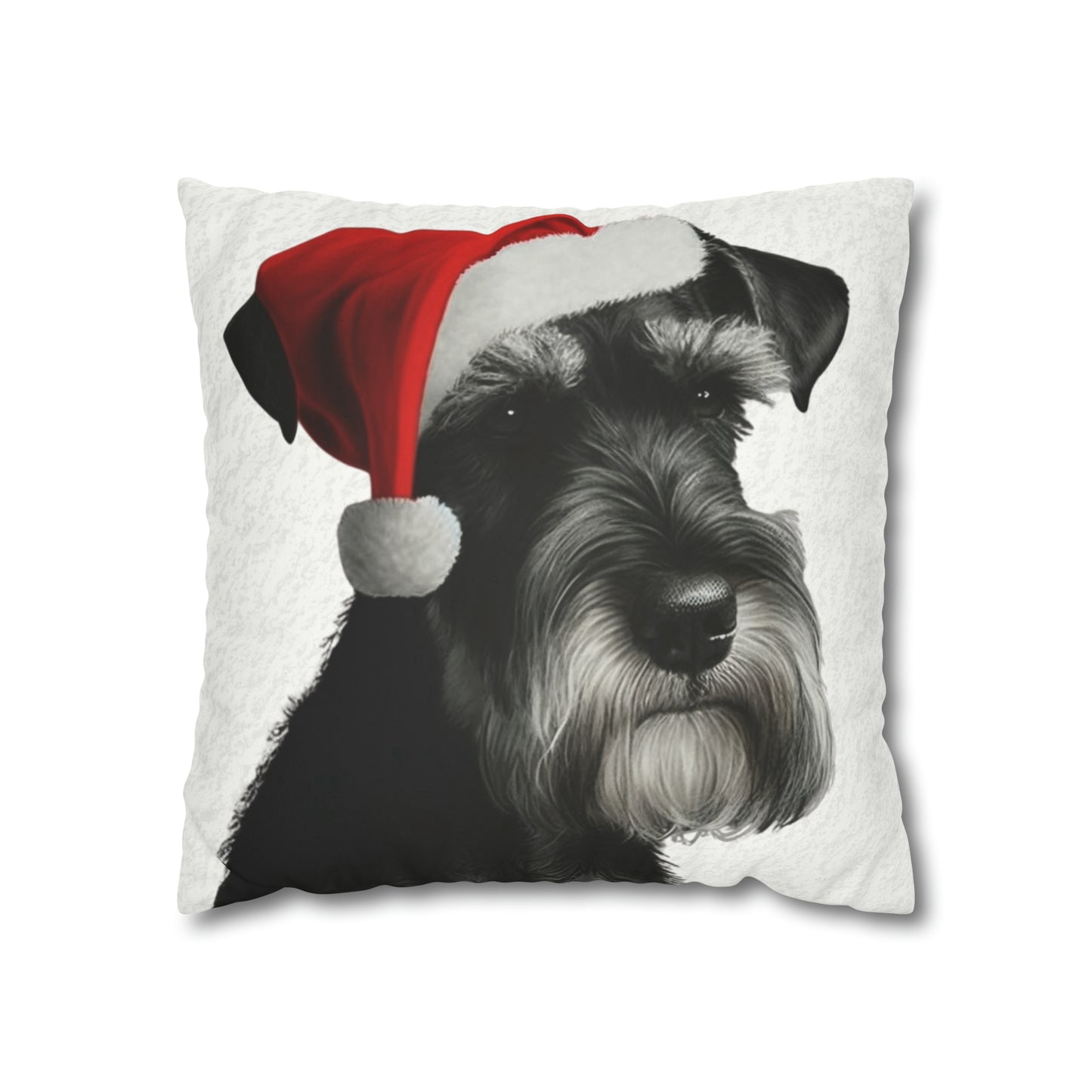 Schnauzer Christmas Cushion Cover in White - Festive Holiday Home Decor