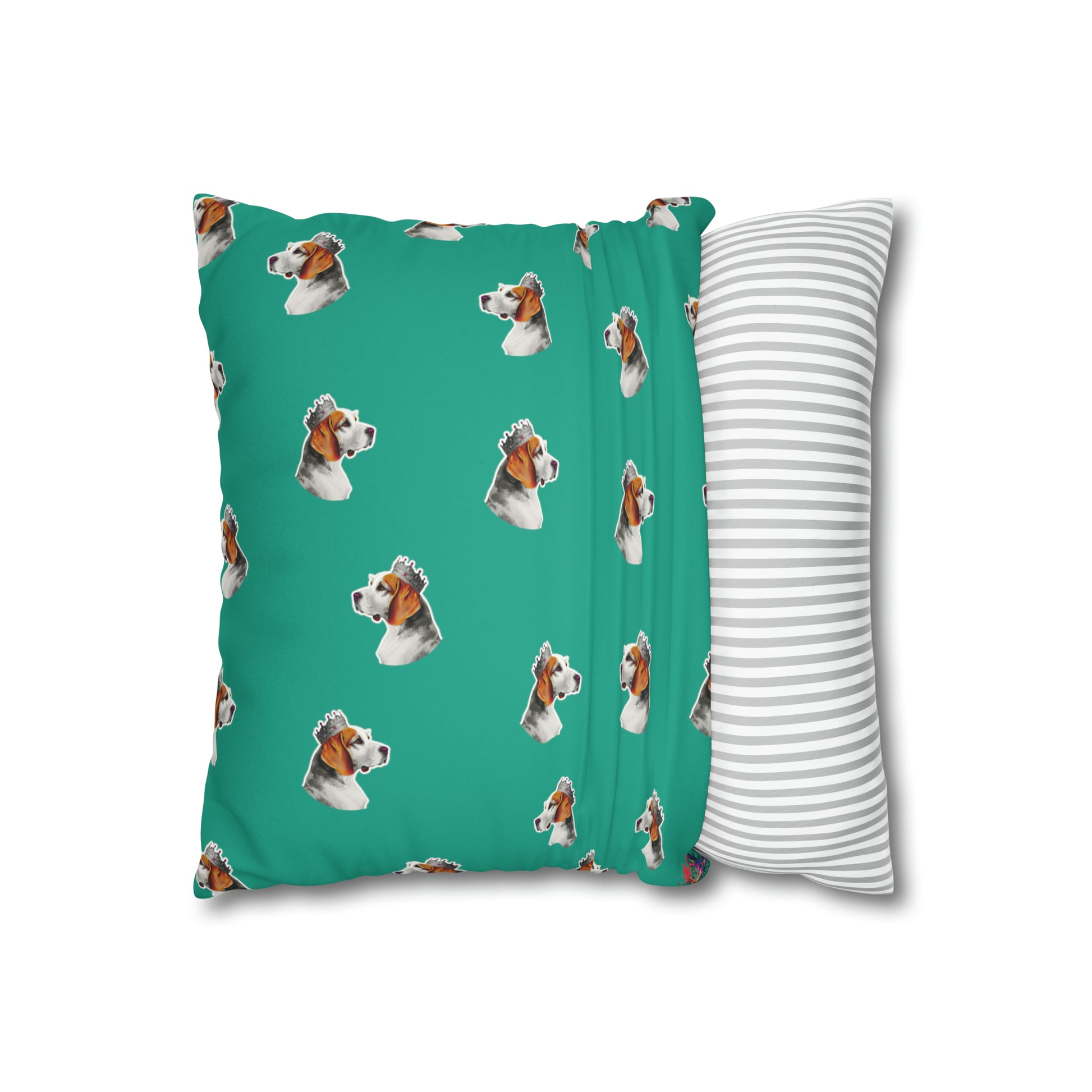 Beagle Pop Art Cushion Cover on Faux Fur Suede' displays a vibrant and playful pop art depiction of a Beagle, set against the luxurious texture of faux fur suede, perfect for adding a stylish and cozy canine touch to any home decor