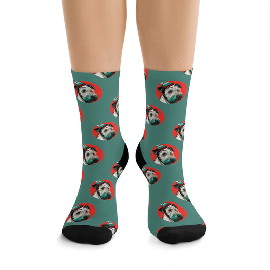 Terrier Christmas Socks on Green