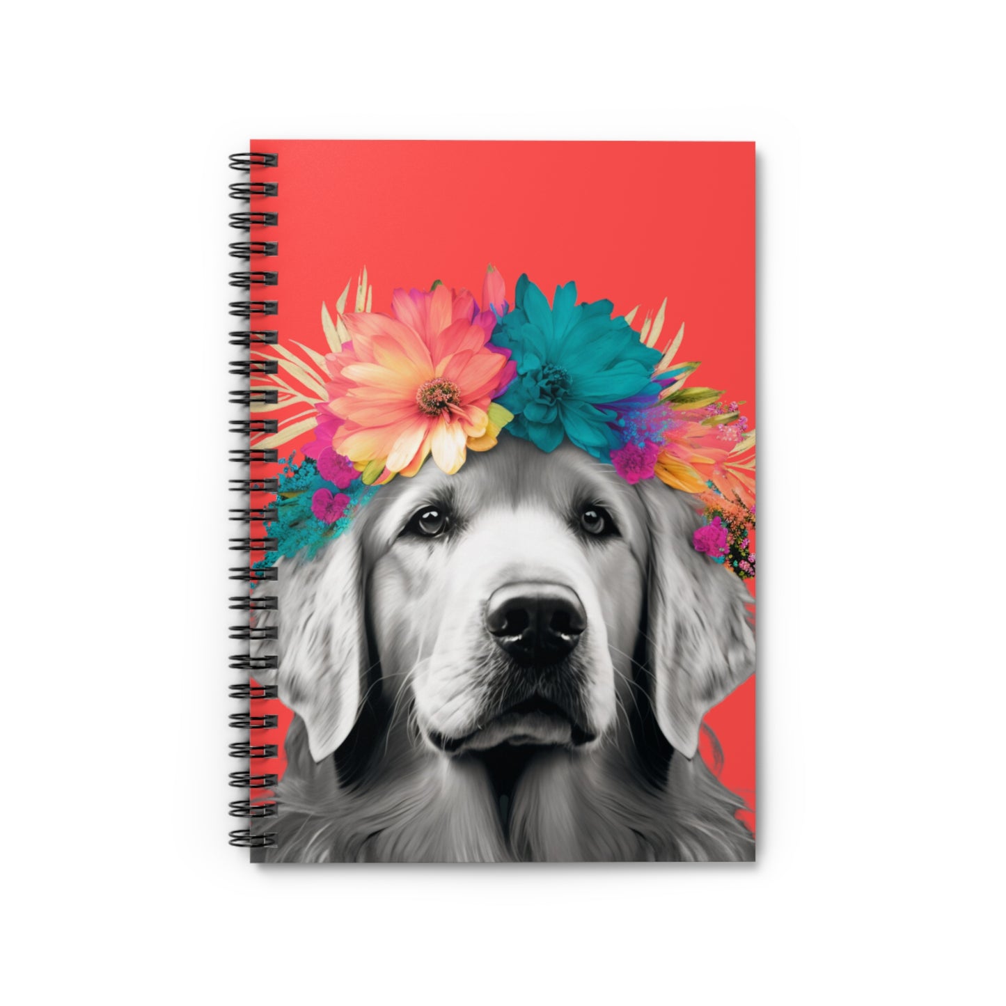 Coral Bliss Golden Retriever Tropical Spiral Notebook