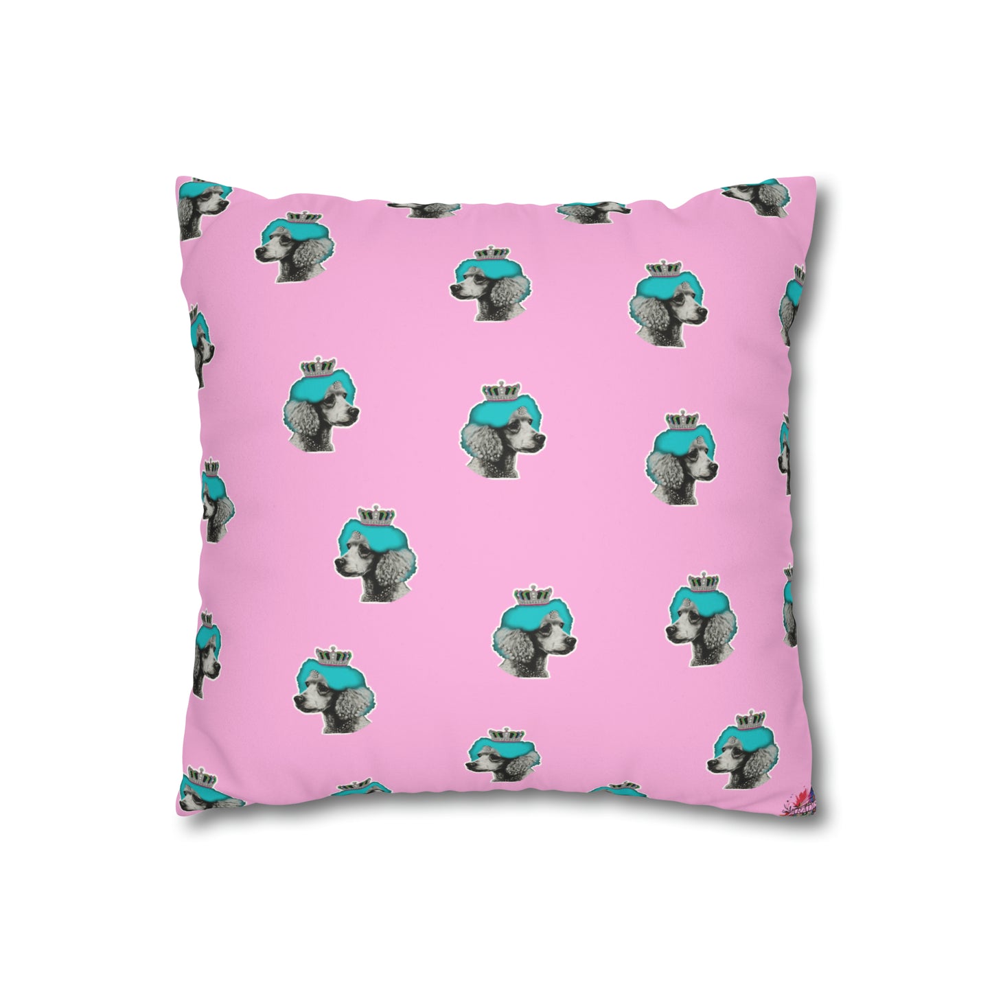 Pop Art Crowned Poodle Faux Suede Cushion Cover - Pink