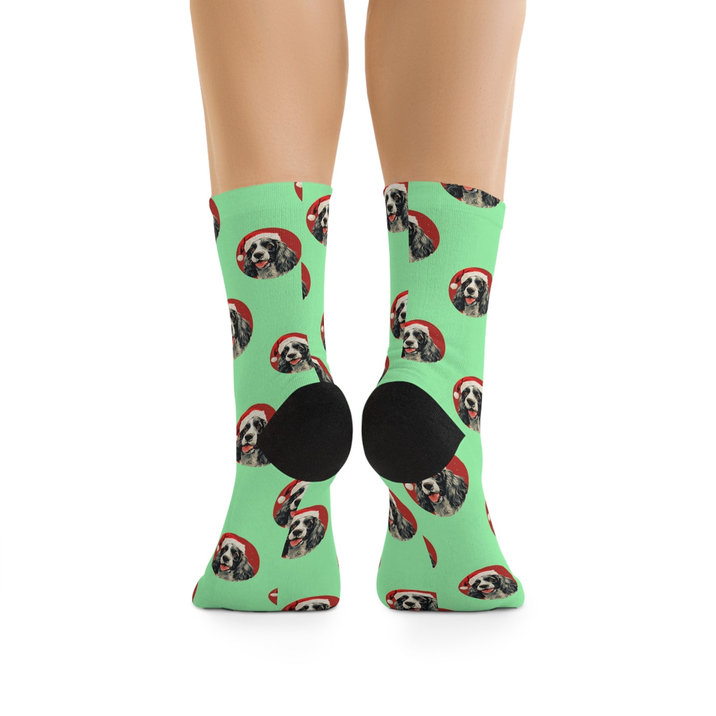 Christmas Cocker Spaniel PopArt Novelty Socks - Red and Turquoise