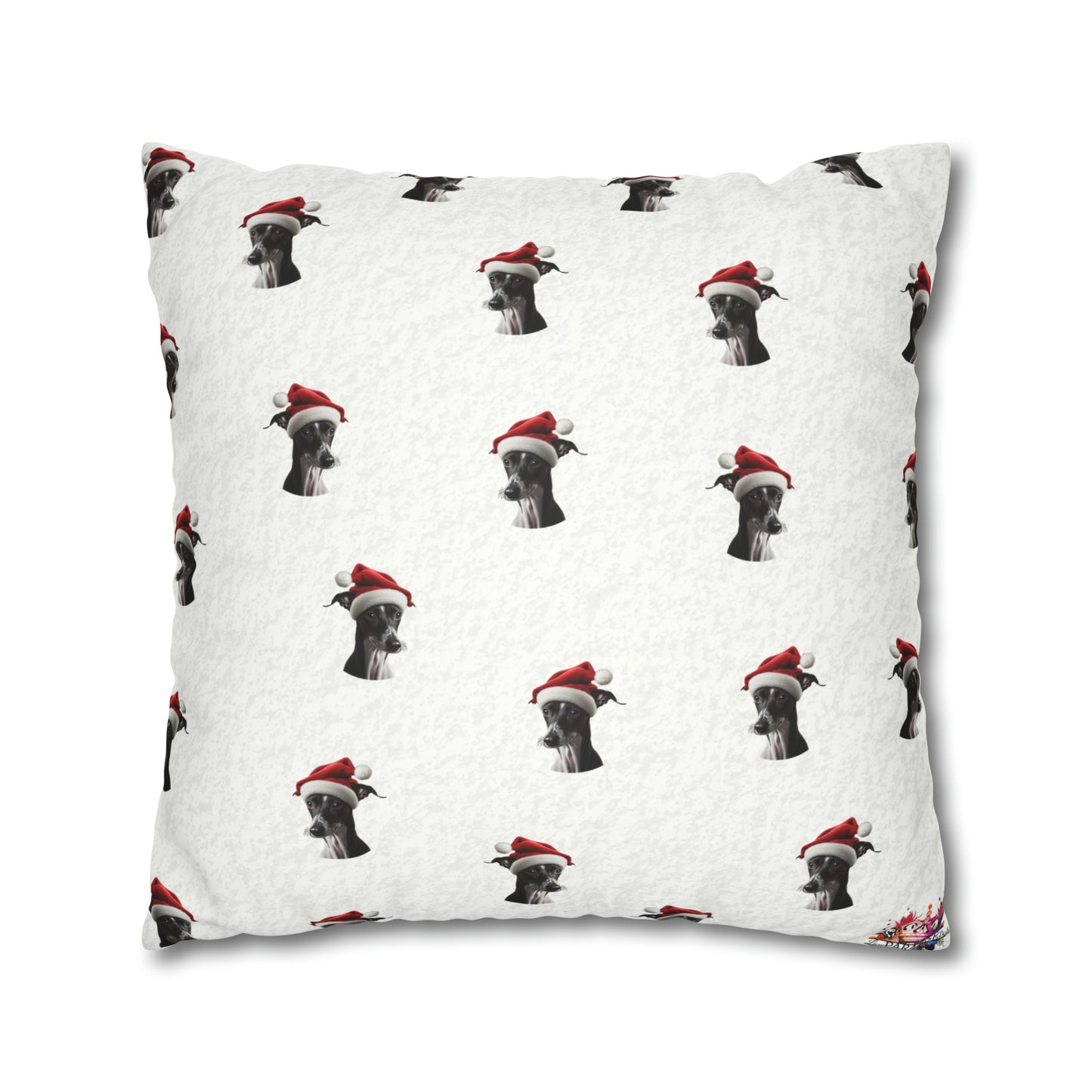 Festive Italian Greyhound Christmas Cushion Cover - White Holiday Decor