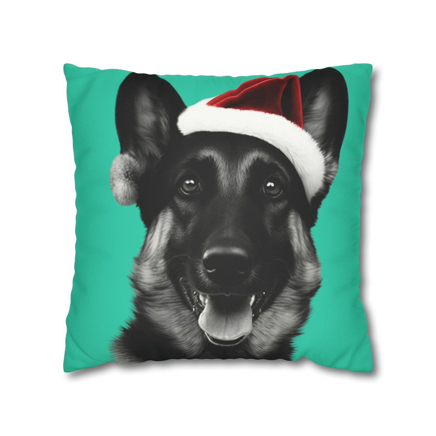 German Shepherd Green Christmas Cushion Cover - Festive Decor