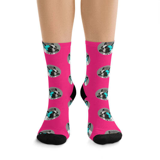 Pop Art Frenchie on Vibrant Pink Novelty Socks