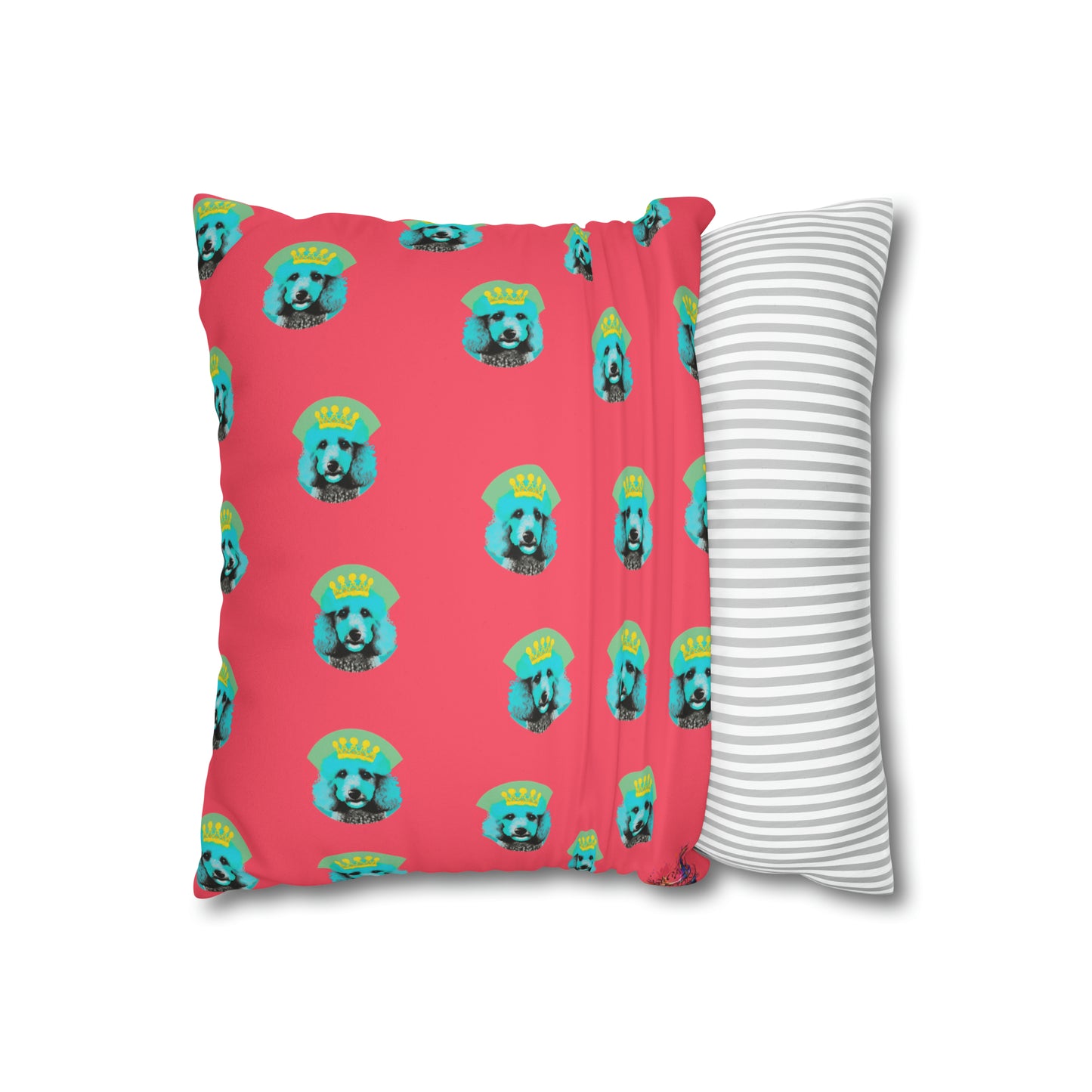 PopArt Vibrant Poodle Cushion Cover - A striking and colorful cushion cover featuring a lively Poodle in pop art style on luxurious faux suede fabric