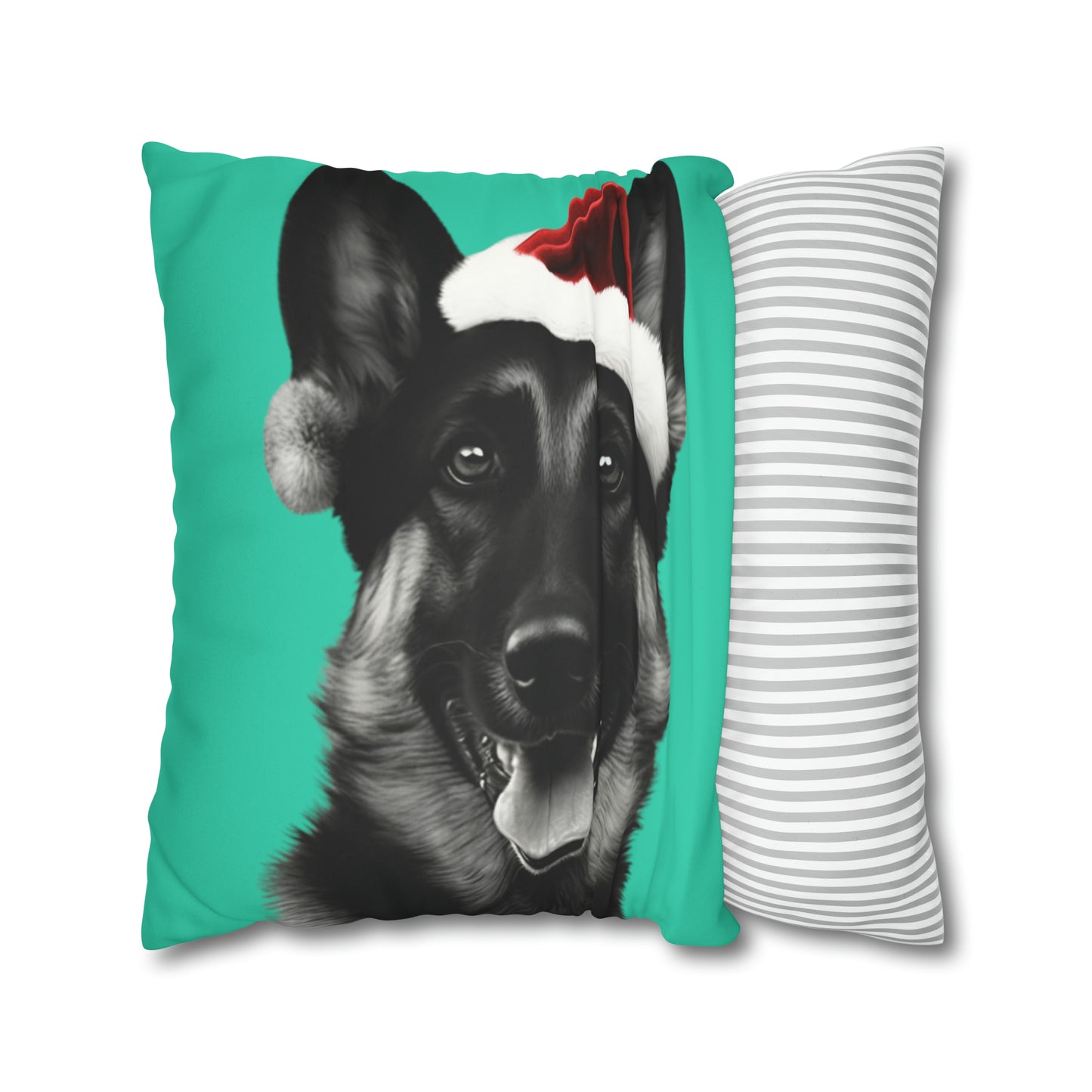 German Shepherd Green Christmas Cushion Cover - Festive Decor