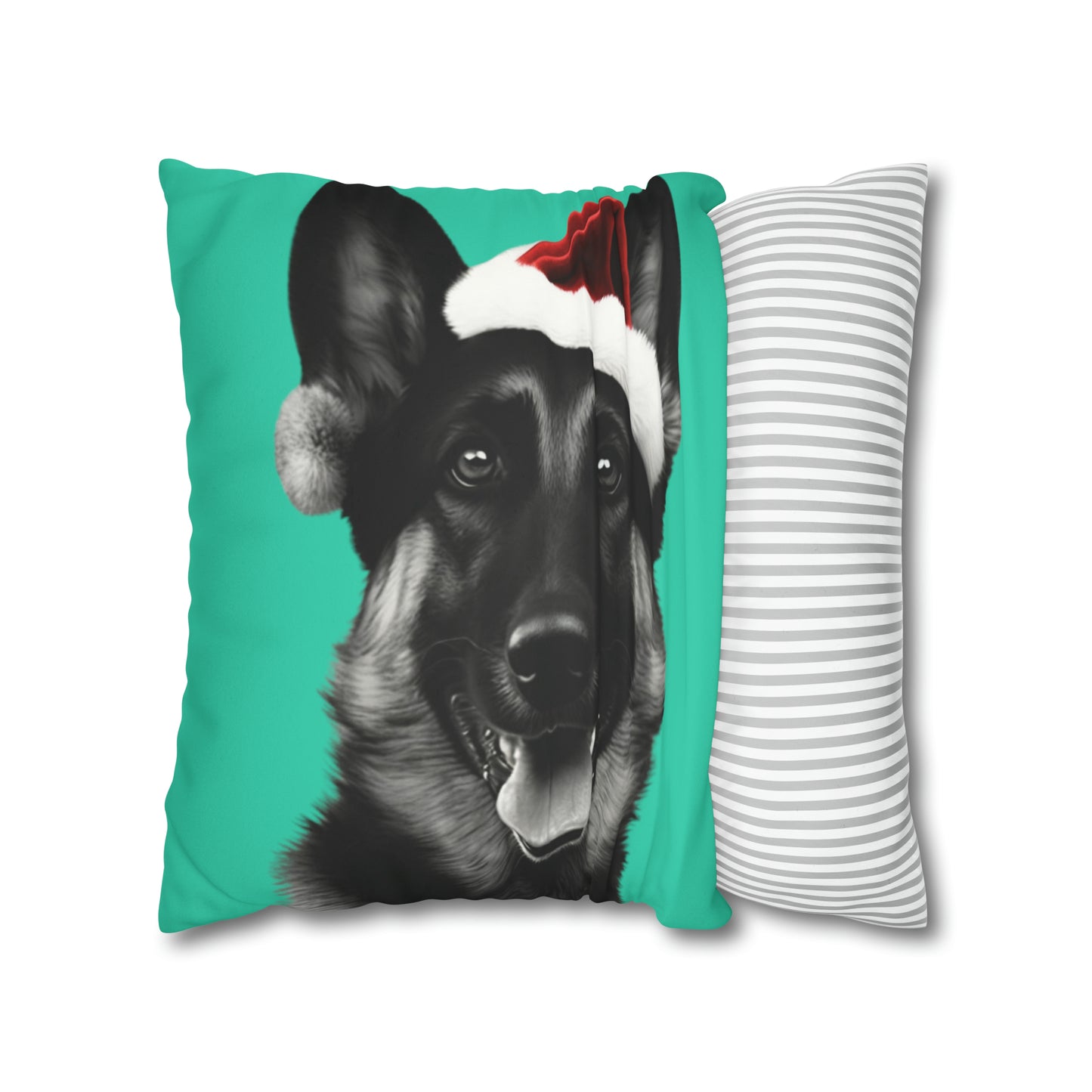 German Shepherd Green Christmas Cushion Cover - Festive Decor