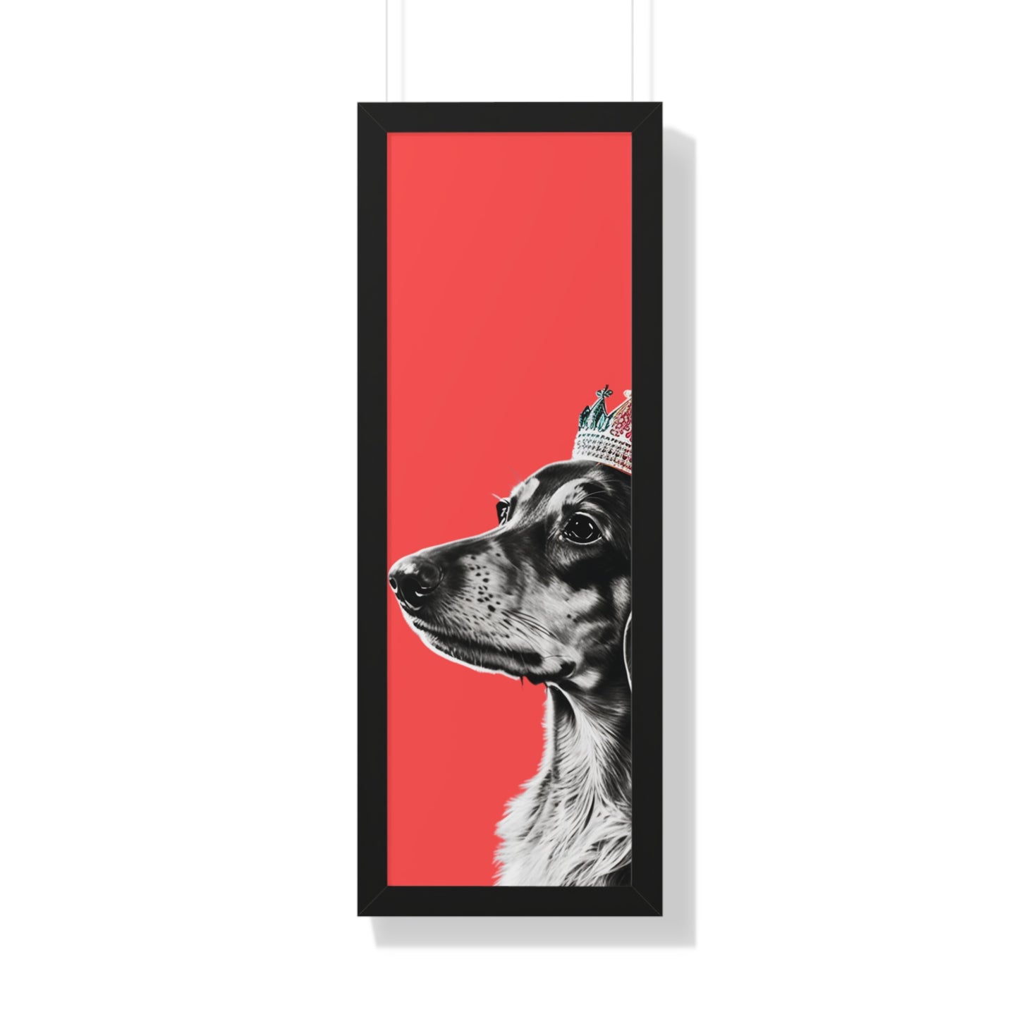 Dachshund on Coral Framed Art Print - Choice of White, Black, or Walnut Frame