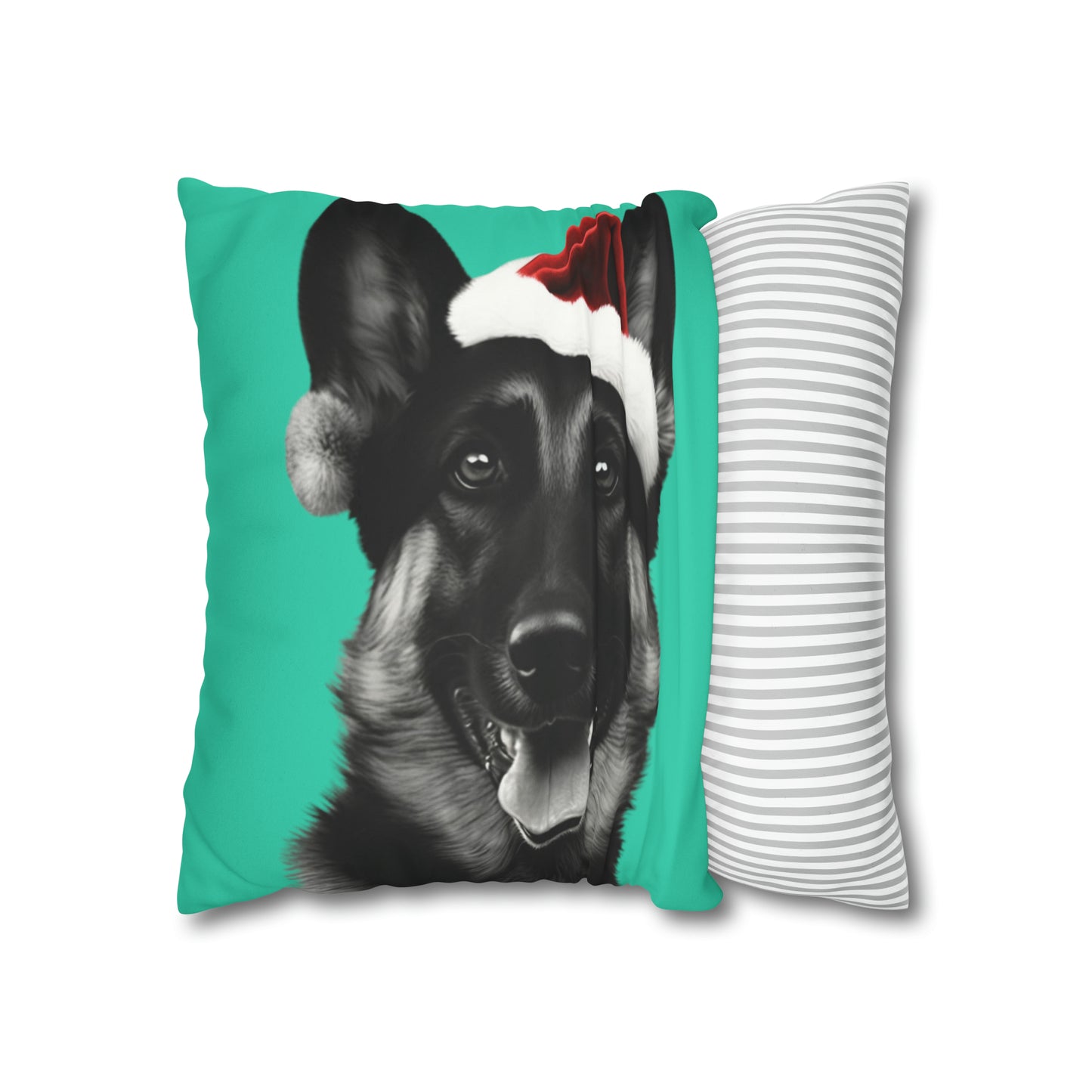 German Shepherd Green Christmas Cushion Cover - Festive Decor