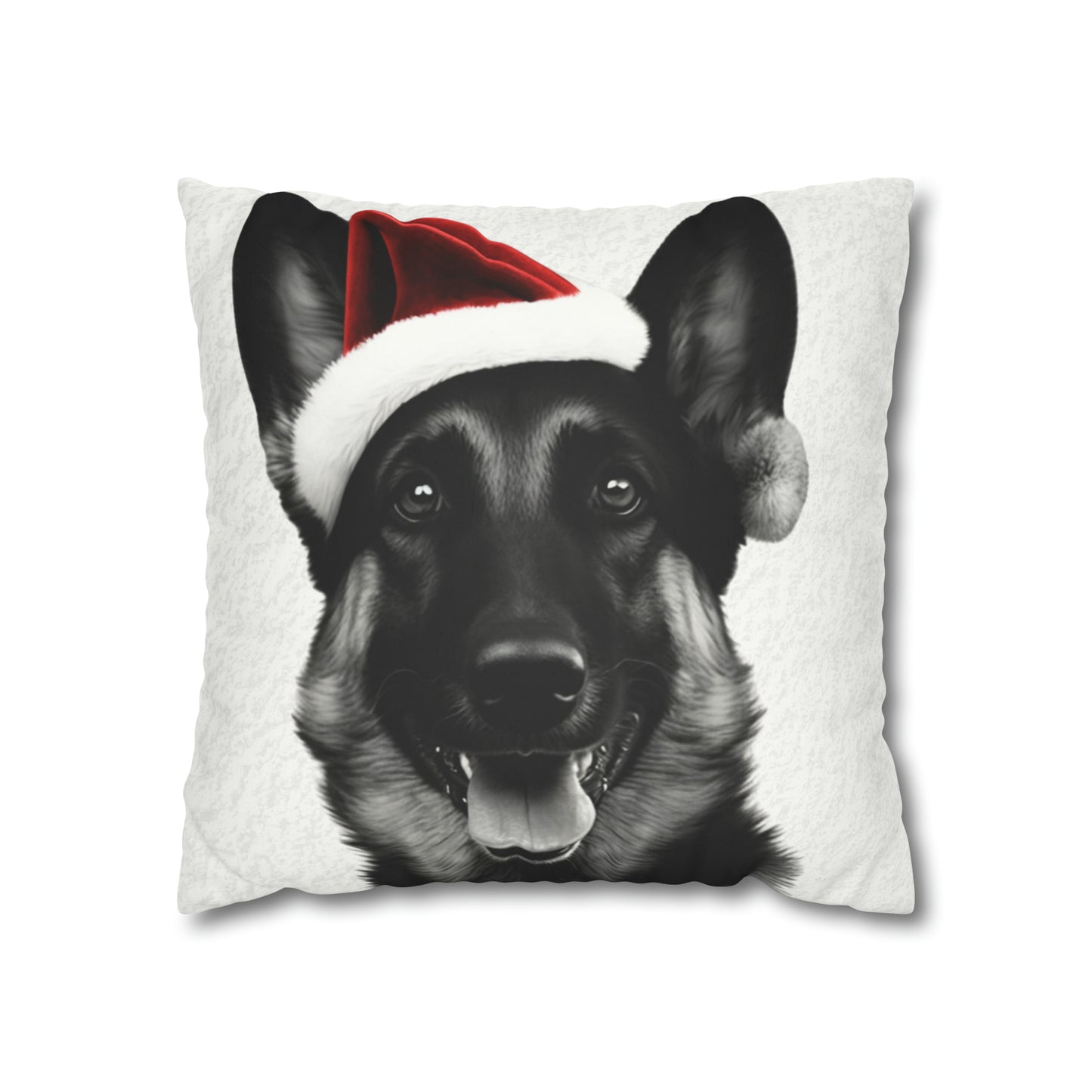 German Shepherd Xmas Cushion Cover in White - Festive Holiday Home Decor