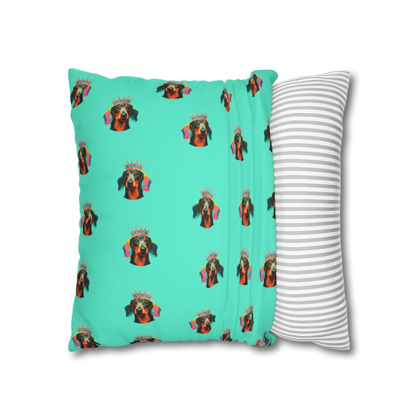 Vibrant Pop Art Crowned Dachshund - Faux Suede Wall Art: A playful and colorful Dachshund adorned with a crown, perfect for adding a touch of whimsy to your home decor.