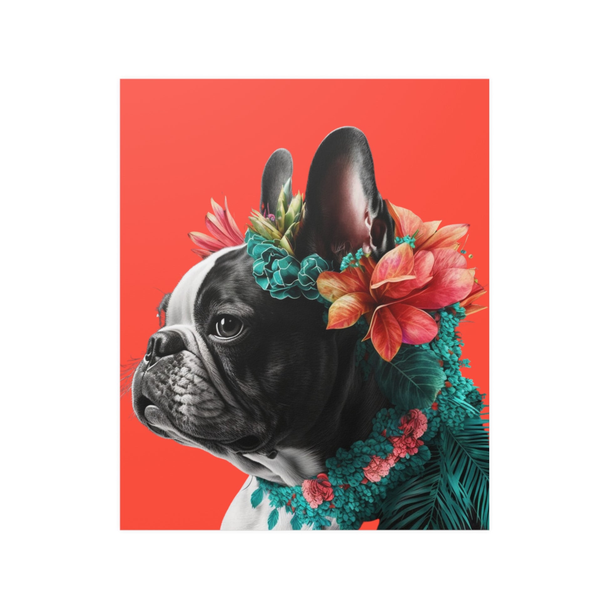 🌴 Tropical French Bulldog on Coral Poster 🐶🖼️✨💖