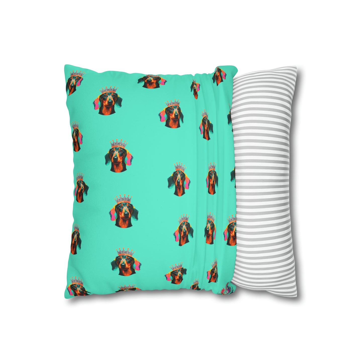 Vibrant Pop Art Crowned Dachshund - Faux Suede Wall Art: A playful and colorful Dachshund adorned with a crown, perfect for adding a touch of whimsy to your home decor.