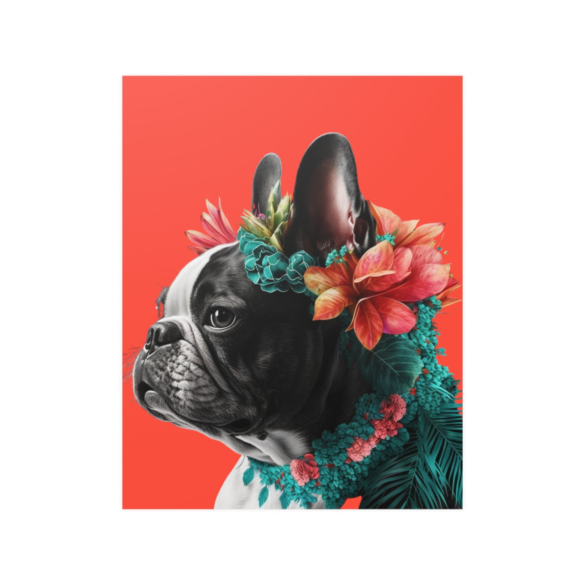 🌴 Tropical French Bulldog on Coral Poster 🐶🖼️✨💖