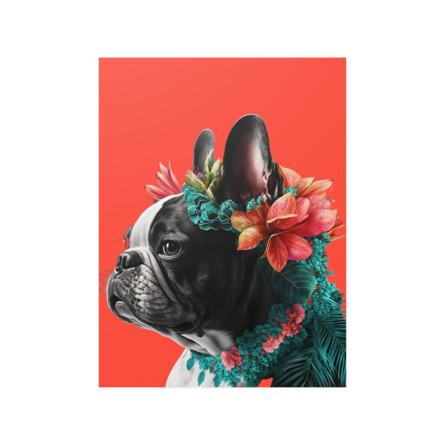 🌴 Tropical French Bulldog on Coral Poster 🐶🖼️✨💖