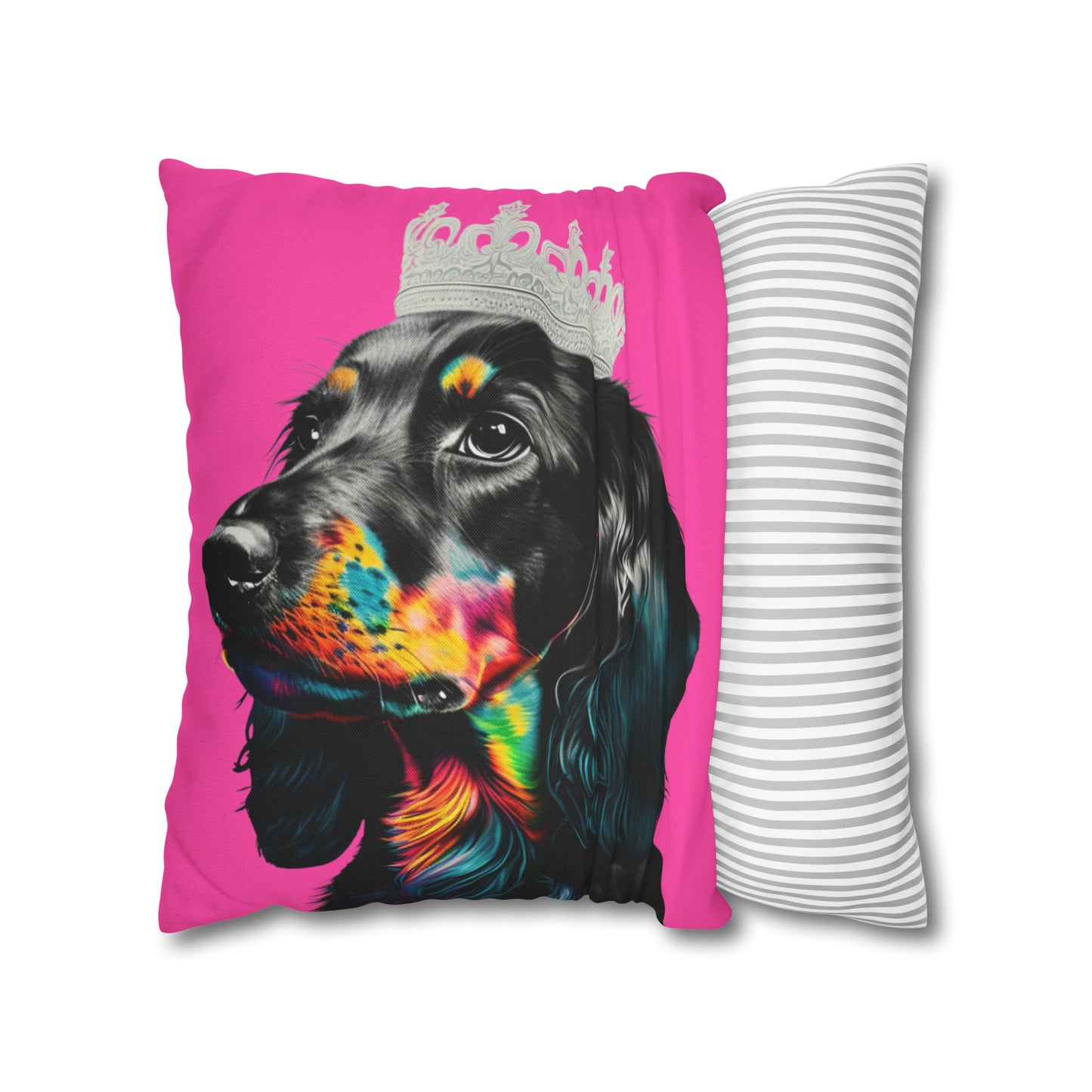 Princess Dachshund on Pink Cushion Cover