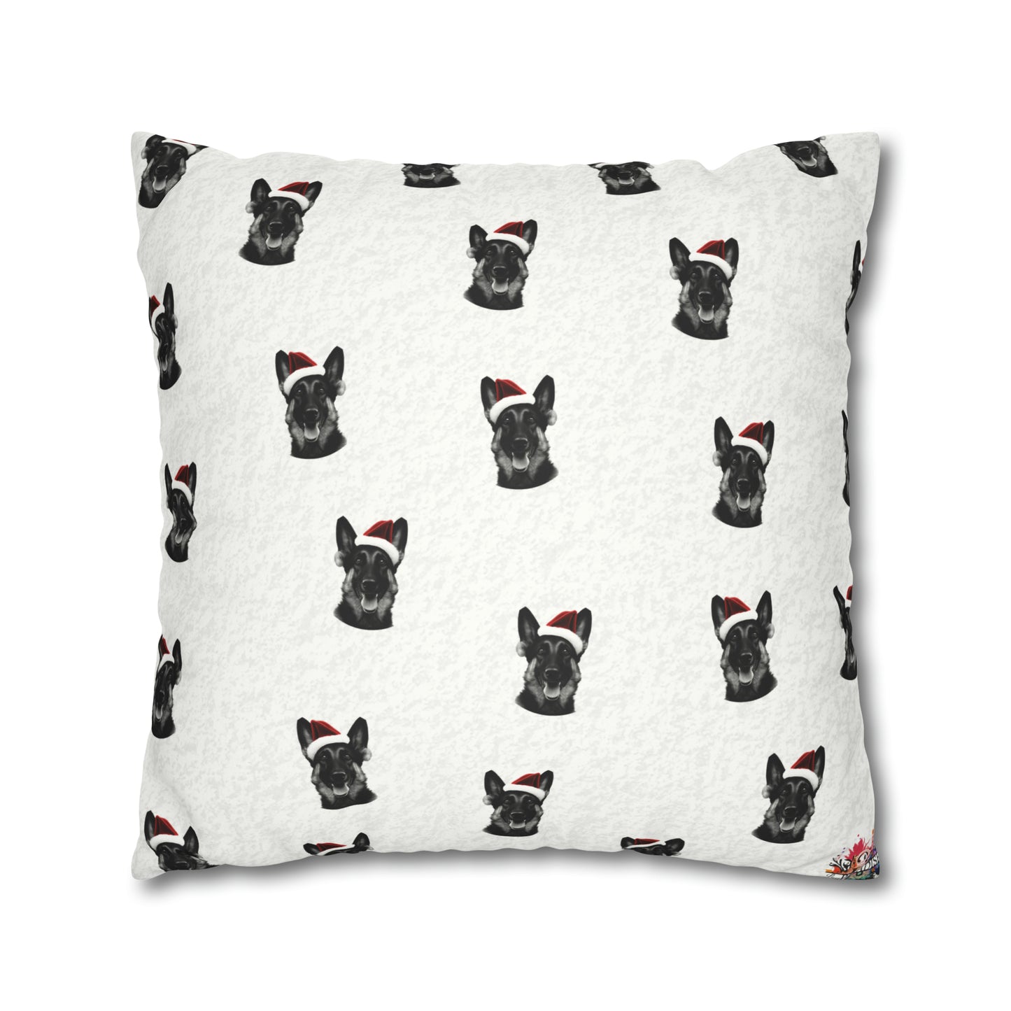 German Shepherd Xmas Cushion Cover - Festive White Holiday Decor