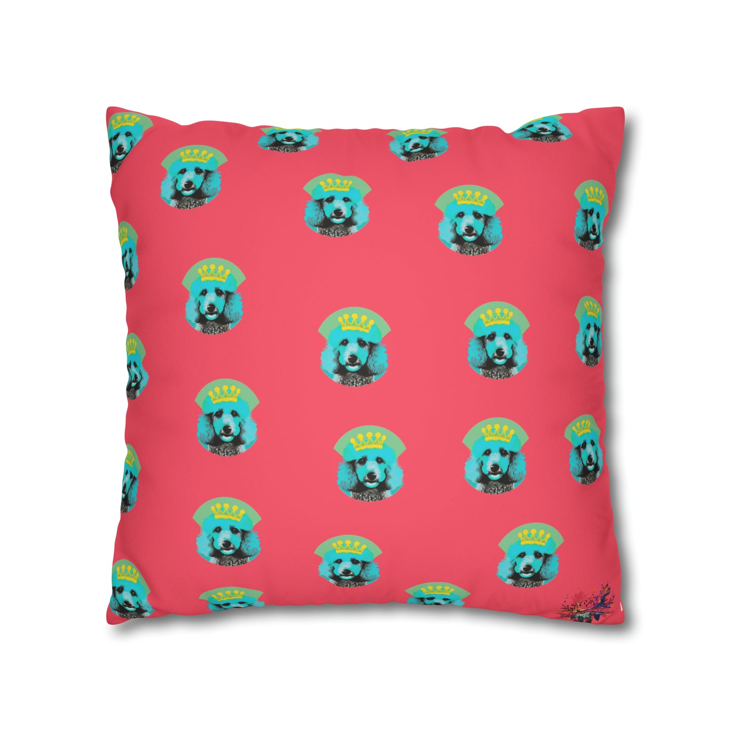 PopArt Vibrant Poodle Cushion Cover - Faux Suede