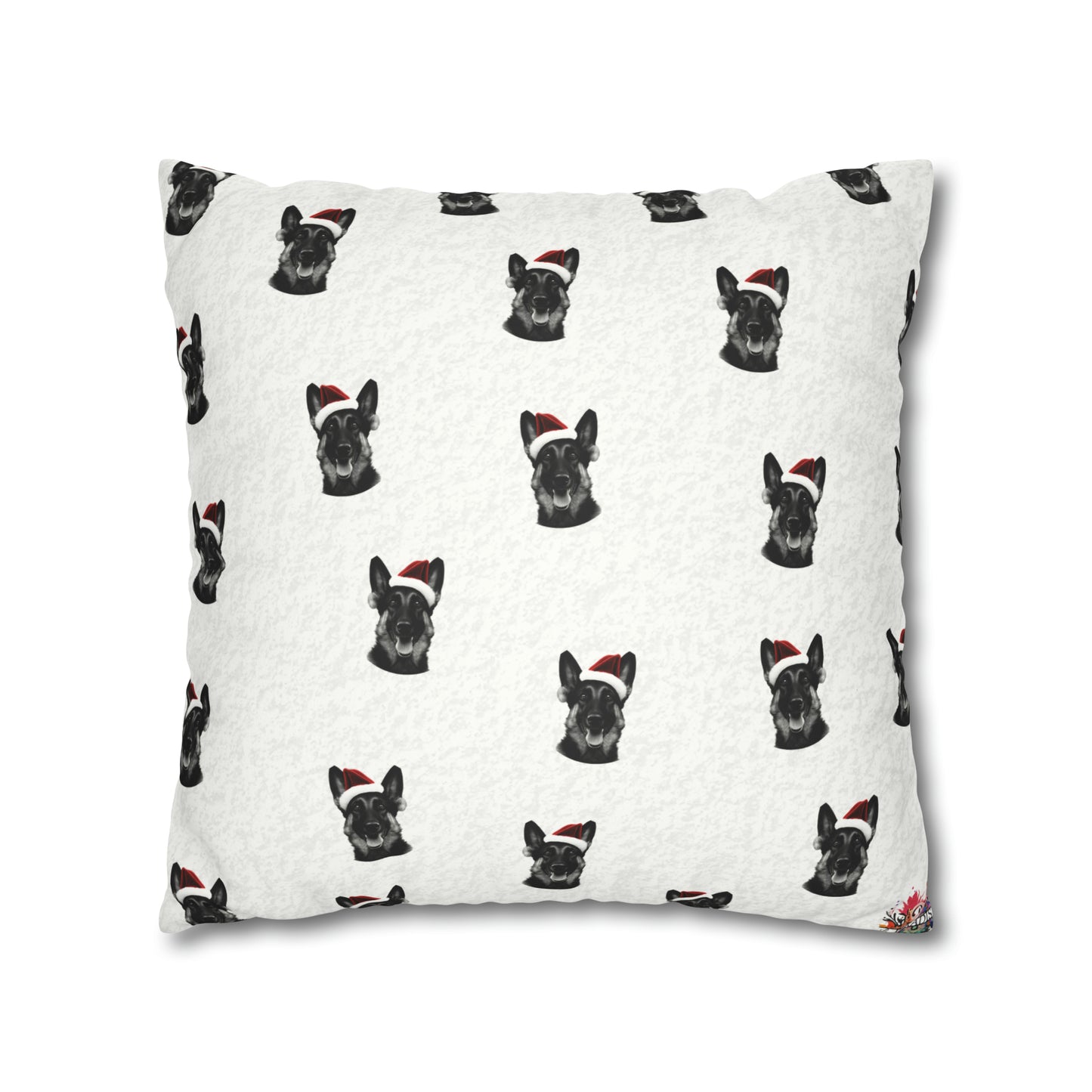 German Shepherd Xmas Cushion Cover - Festive White Holiday Decor