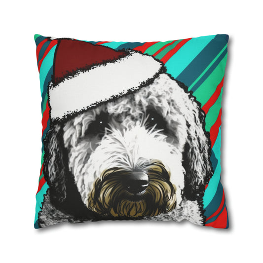 PopArt Cockapoo with Santa Hat on Striped Background 🎨🐶🎅🎄