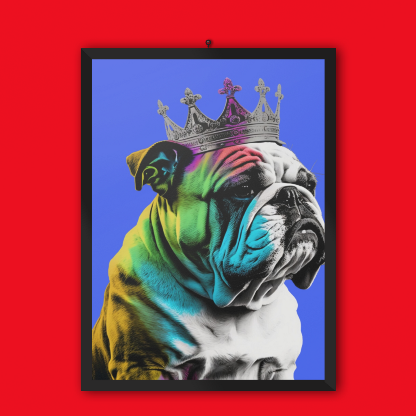 Vibrant Blue PopArt British Bulldog Poster