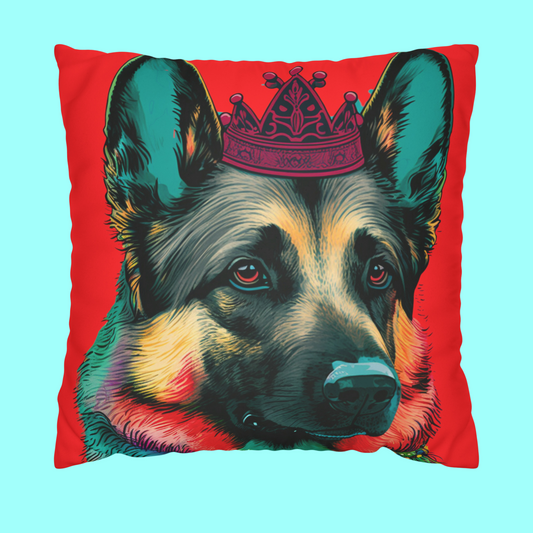 German Shepherd PopArt Cushion Cover - Faux Suede