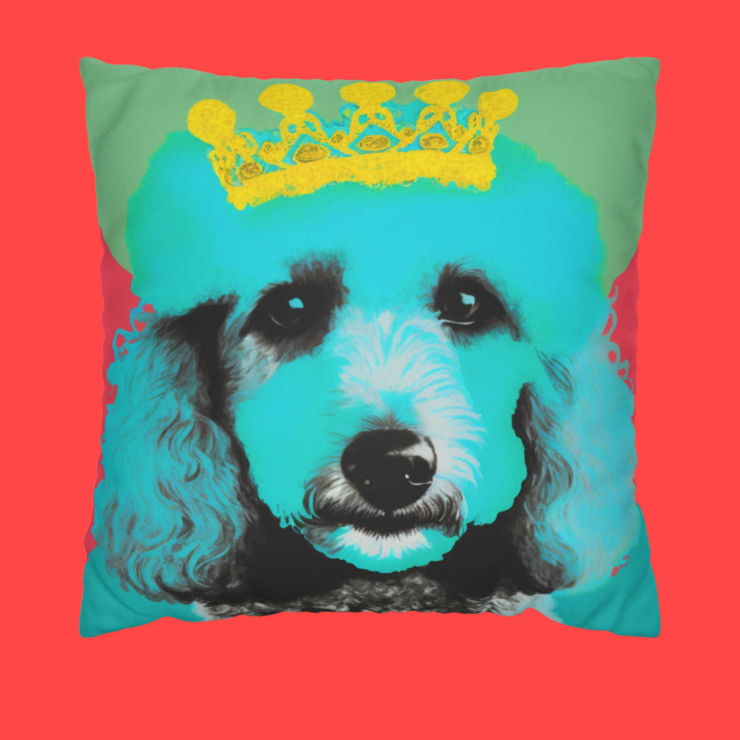 PopArt Vibrant Poodle Cushion Cover - Faux Suede