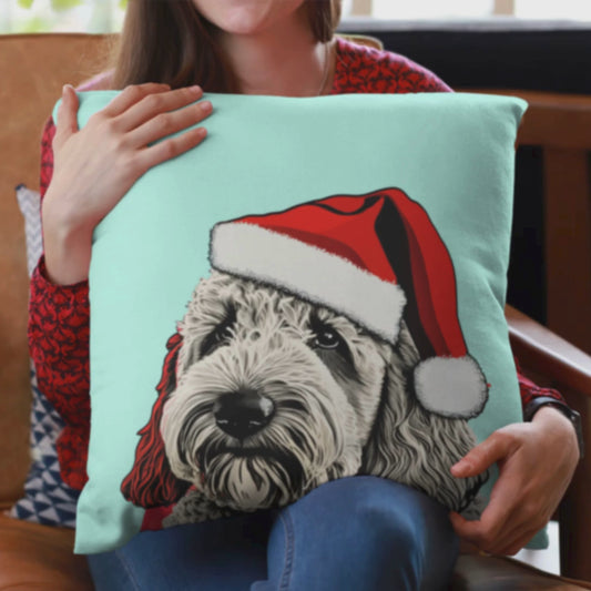 PopArt Labradoodle Xmas Cushion Cover 🎨🐕‍🦺🎄